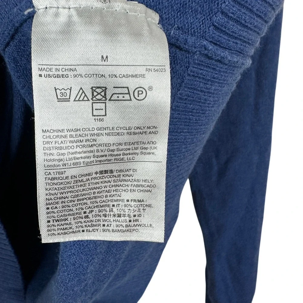 Banana Republic Cobalt Blue Indigo Quarter Zip Cotton Cashmere Sweater Men's M